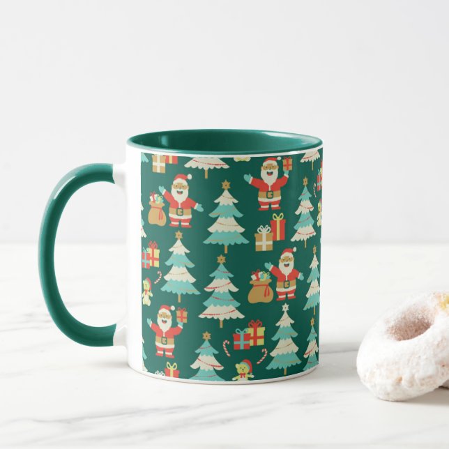 Santa's here Christmas celebration mug  (With Donut)