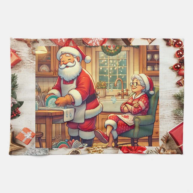 "Santa's Holiday Chores Towel" Tea Towel (Horizontal)