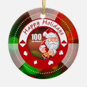 Santa's Holidays $100 Poker Chip Ornament