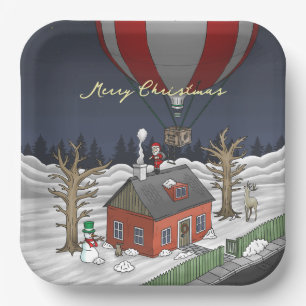 Santa's Hot Air Balloon Paper Plate