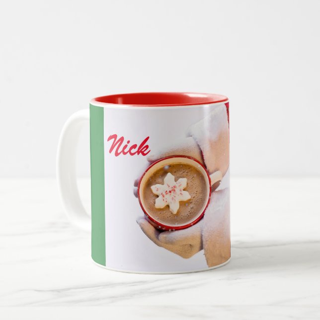SANTA'S HOT CHOCOLATE CUSTOM Two-Tone COFFEE MUG (Front Left)