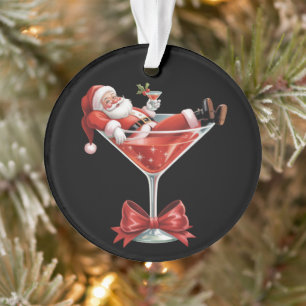Santa's Hot Mess Christmas Martini Funny Santa  Ornament