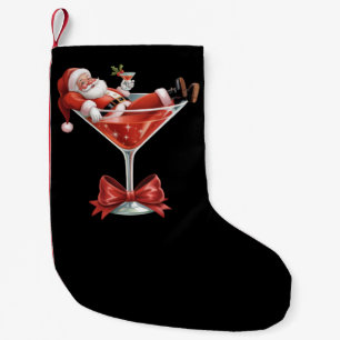 Santa's Hot Mess Christmas Martini Funny Santa  Small Christmas Stocking