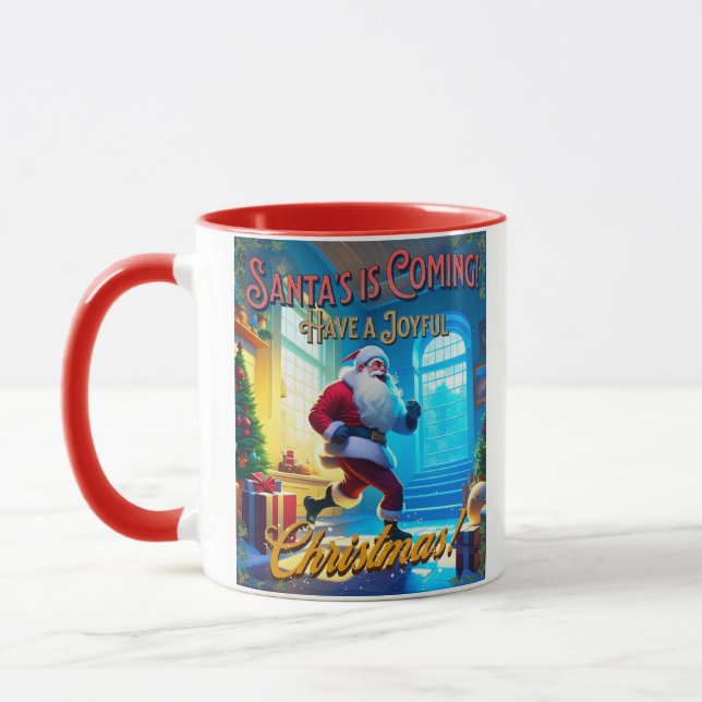 Santa's is Coming from the Chimney! Mug (Left)