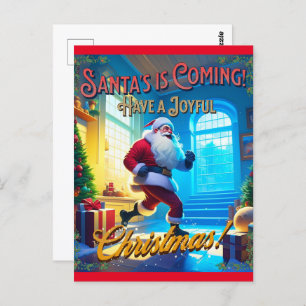 Santa's is Coming from the Chimney! Postcard