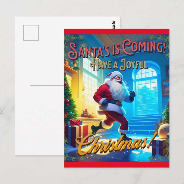 Santa's is Coming from the Chimney! Postcard (Front/Back)
