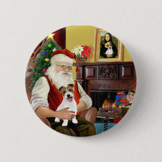 Santa's Jack Russell Terrier PUP 6 Cm Round Badge