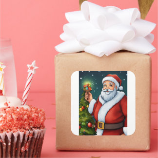 "Santa's Jingle Bell Labels" Square Sticker