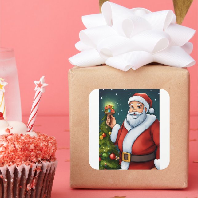 "Santa's Jingle Bell Labels" Square Sticker (Party)