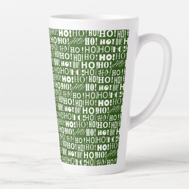 Santa's Jolly Christmas HO! HO! HO! in Navy Green Latte Mug (Right)