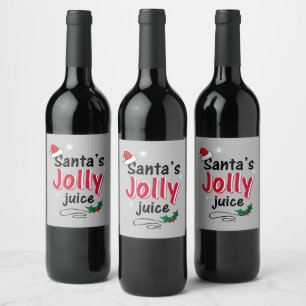 Santa's Jolly Juice Christmas Cheer Wine Bottle Label