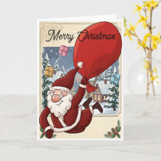 Santa's Joyful Flyby Christmas Card