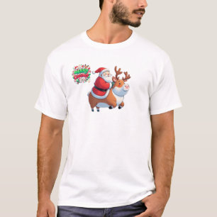 "Santa's Joyful Ride with Reindeer" T-Shirt