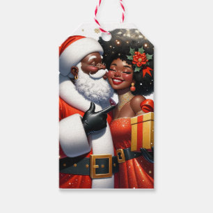 Santa's Kiss - Black People Christmas Gift Tags