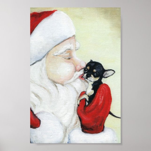 Santa's Kiss for Chihuahua art Print (Front)