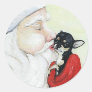 Santa's Kiss for Chihuahua Art Sticker