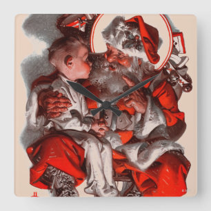 Santa's Lap Square Wall Clock