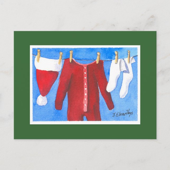 Santa's Laundry Washline Holiday Postcard (Front)