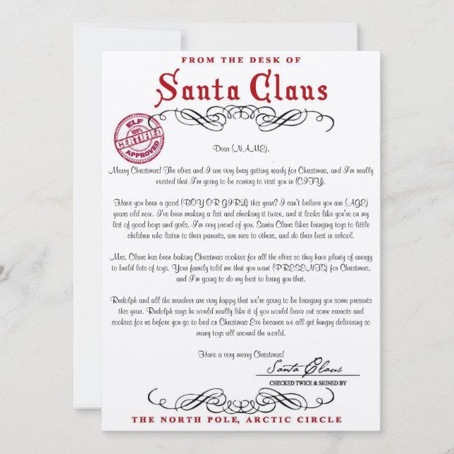 Santa's Letter Invitation (Front)