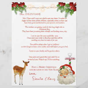 Santa's Letter Reindeer North Pole Red Bows