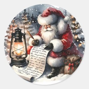 Santa's List Classic Round Sticker