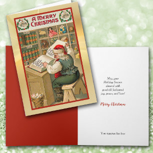 Santa's List Vintage Christmas Card