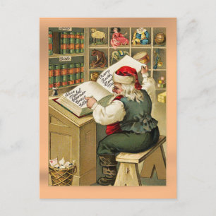 "Santa's List" Vintage Holiday Postcard