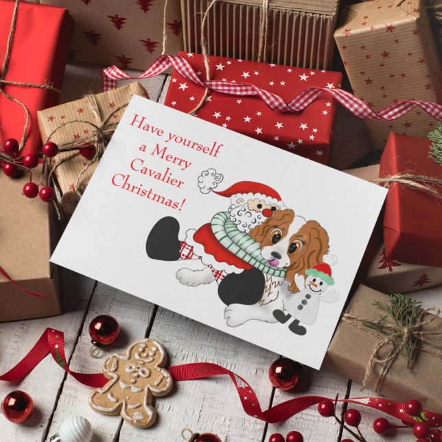 Santa's Little Cavalier King Charles Christmas Holiday Card (Creator Uploaded)