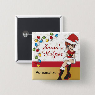 Santa's Little Helper 15 Cm Square Badge