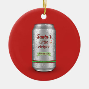 Santa's Little Helper Beer Can Ceramic Tree Decoration
