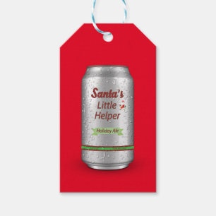 Santa's Little Helper Beer Can Gift Tags