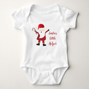 Santas Little Helper Candy Cane Red Baby Bodysuit