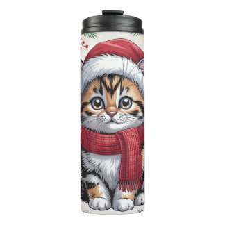 Santa's Little Helper Cat Thermal Tumbler