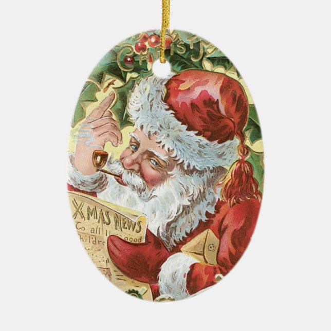 Santa's Little Helper Ceramic Ornament (Front)