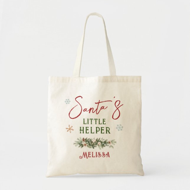 Santa's Little Helper Christmas Child Kid Children Tote Bag (Front)