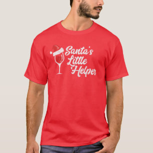 Santa's Little Helper Christmas Wine Glass T-Shirt
