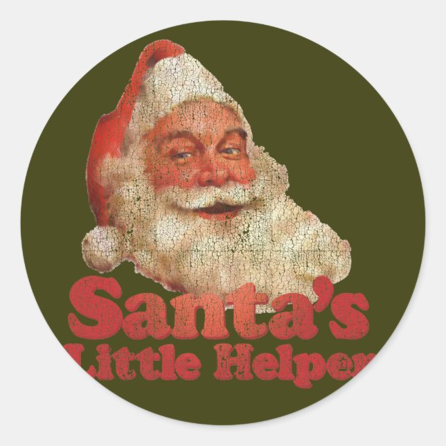 Santa's Little Helper Classic Round Sticker (Front)