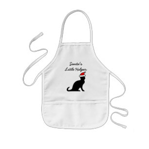 Santa's little helper cute cat Christmas Holiday Kids Apron