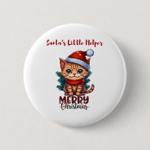 Santa's Little Helper- Cute Cat Merry Christmas An 6 Cm Round Badge