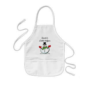 Santa's little helper cute kids Christmas snowman Kids Apron