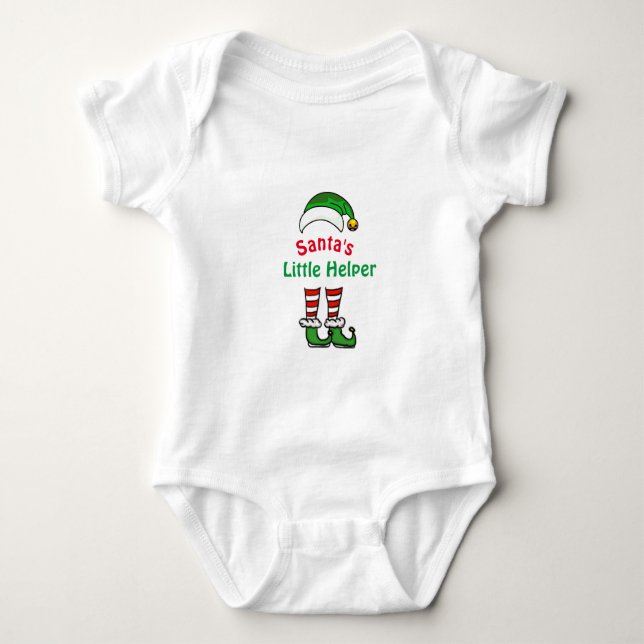 Santa's Little Helper Elf Hat and Leggings Baby Bodysuit (Front)