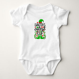 Santa's Little Helper Elf Hat Shoes Green Red Baby Bodysuit
