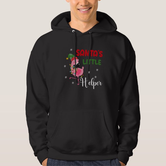 santa's little helper flamingo elf merry christmas hoodie (Front)