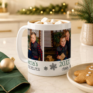Santas Little Helper Green Photo Christmas Coffee Mug