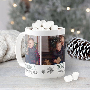 Santas Little Helper Green Photo Christmas Coffee Mug