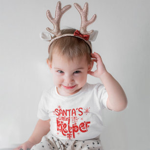 Santas Little Helper Heart Red Script Gift Motifs  Baby T-Shirt