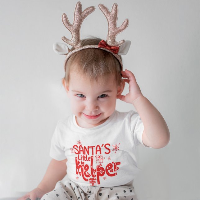 Santas Little Helper Heart Red Script Gift Motifs  Baby T-Shirt (Creator Uploaded)