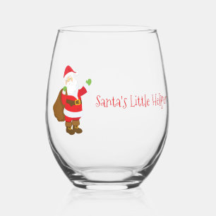Santa's Little Helper Jolly St Nick Sack of Gifts Stemless Wine Glass