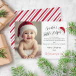 Santa's Little Helper Peppermint Stripe Christmas Holiday Card<br><div class="desc">This simple,  classic hand drawn peppermint stripe and Santa hat photo holiday card is a sweet way to announce baby's first Christmas.</div>