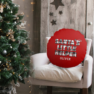Santa's Little Helper Personalized Round Cushion